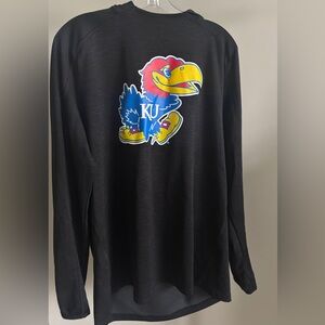 Kansas Jayhawk Adidas Black Performance Long Sleeve Hoodie
